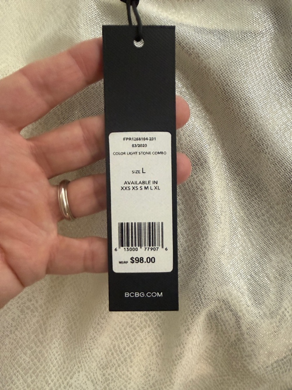 BCBG Light Stone Combo Retail Tag